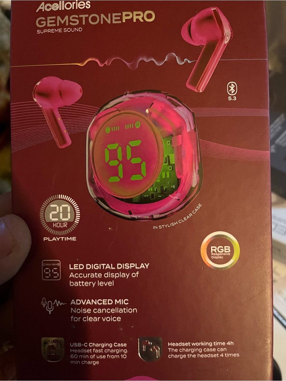 Acellories GemstonePro Pink True Wireless Earbud Headphones
